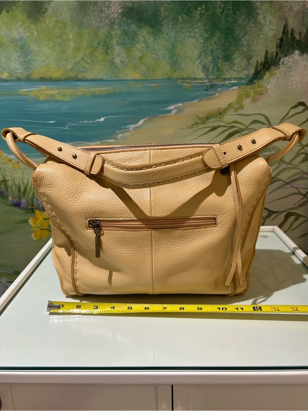 The Sak Los Feliz Pebble Grain Leather Hobo Bag in Buttercream (Soft Yellow) - Picture 9 of 16